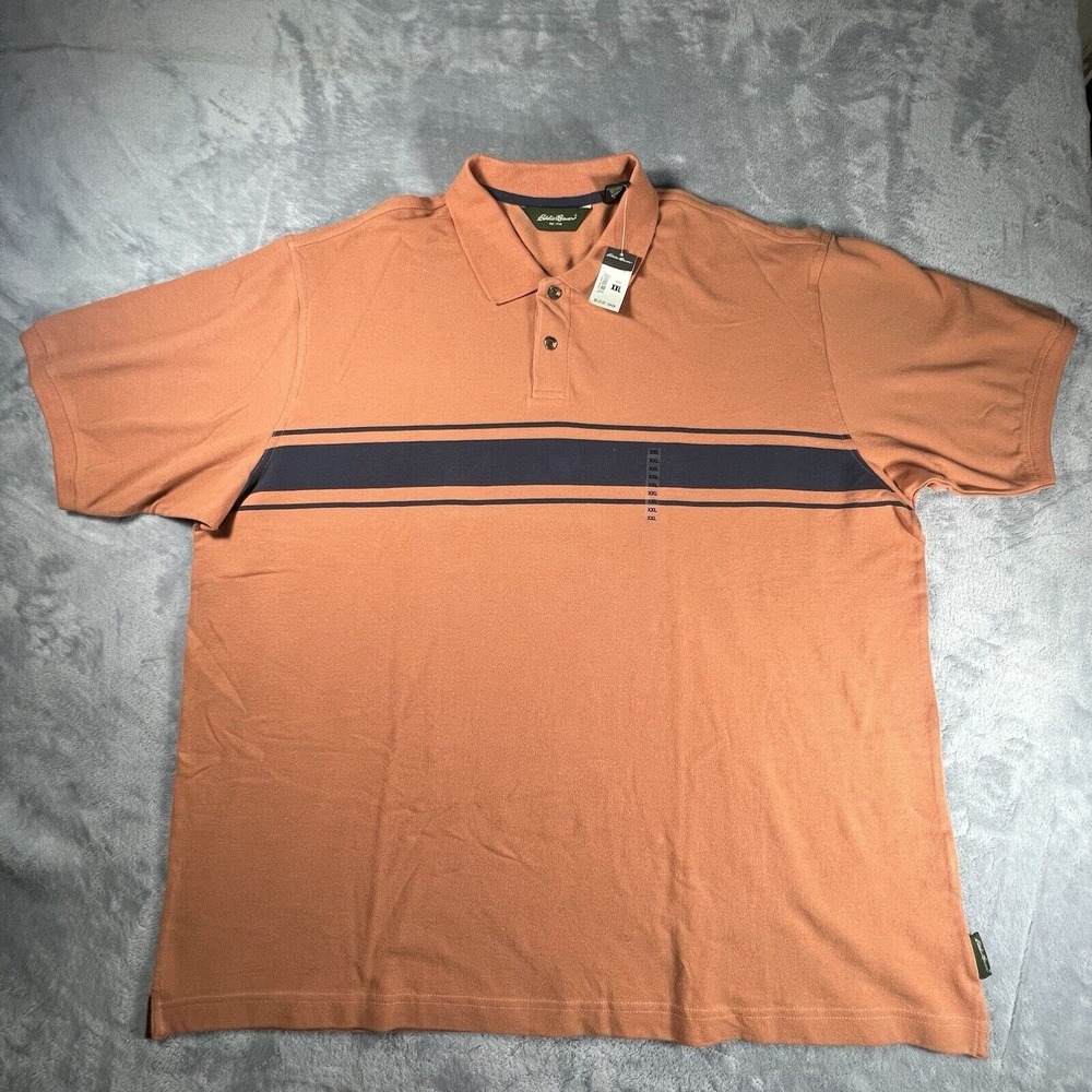 Eddie Bauer Shirt Men's XXL Orange Polo Shirt‎ NWT Outdoor Hiking Summer